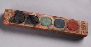 photograph of old watercolor paint pallet