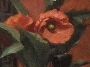 close up of flower oil painting