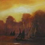 Felucca Study No. 6 7x5 inches Oil on Gold Leaf © Margret E. Short,  OPA, AWAM