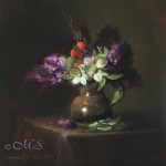Lilacs and Dogwood 12x12 inches Oil on Linen © Margret E. Short,  OPA, AWAM
