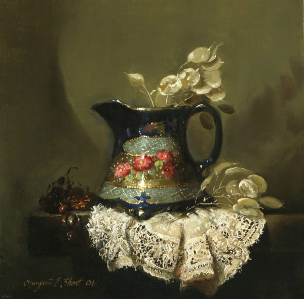 still life oil painting showing the use of lapis lazuli for blue color
