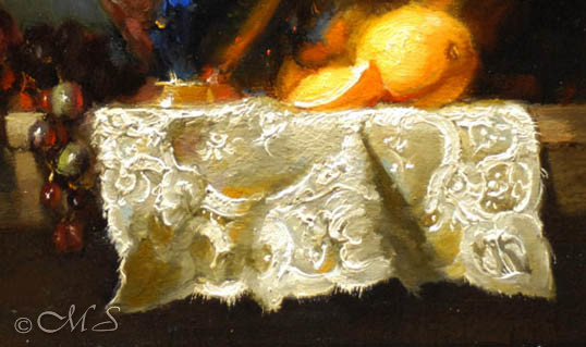 repoussoir technique in still life oil painting