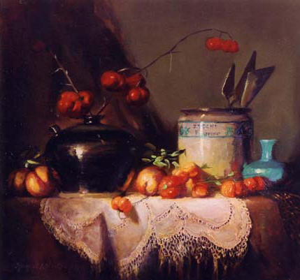 Zecchi's Visit Oil painting by Margret E. Short, First Place Award, Salmagundi Club New York 2006