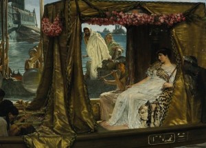 painting of Cleopatra in a draped tent