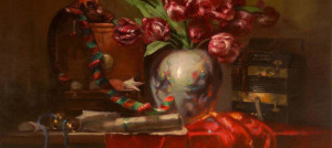 details of a still life tabletop painting