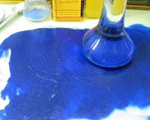 Lapis Lazuli with a muller - a natual pigment purchased from Zecchi's in Itlay
