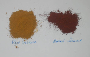 raw sienna and burnt Sienna color samples