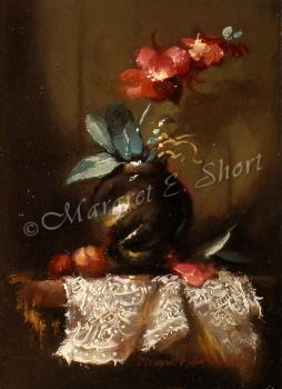 Study of Orchids for Hathor 7x5 inches, Oil on Gold Leaf Panel © Margret E. Short, OPA, AWAM