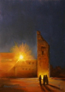 painting of sunset at kom ombo